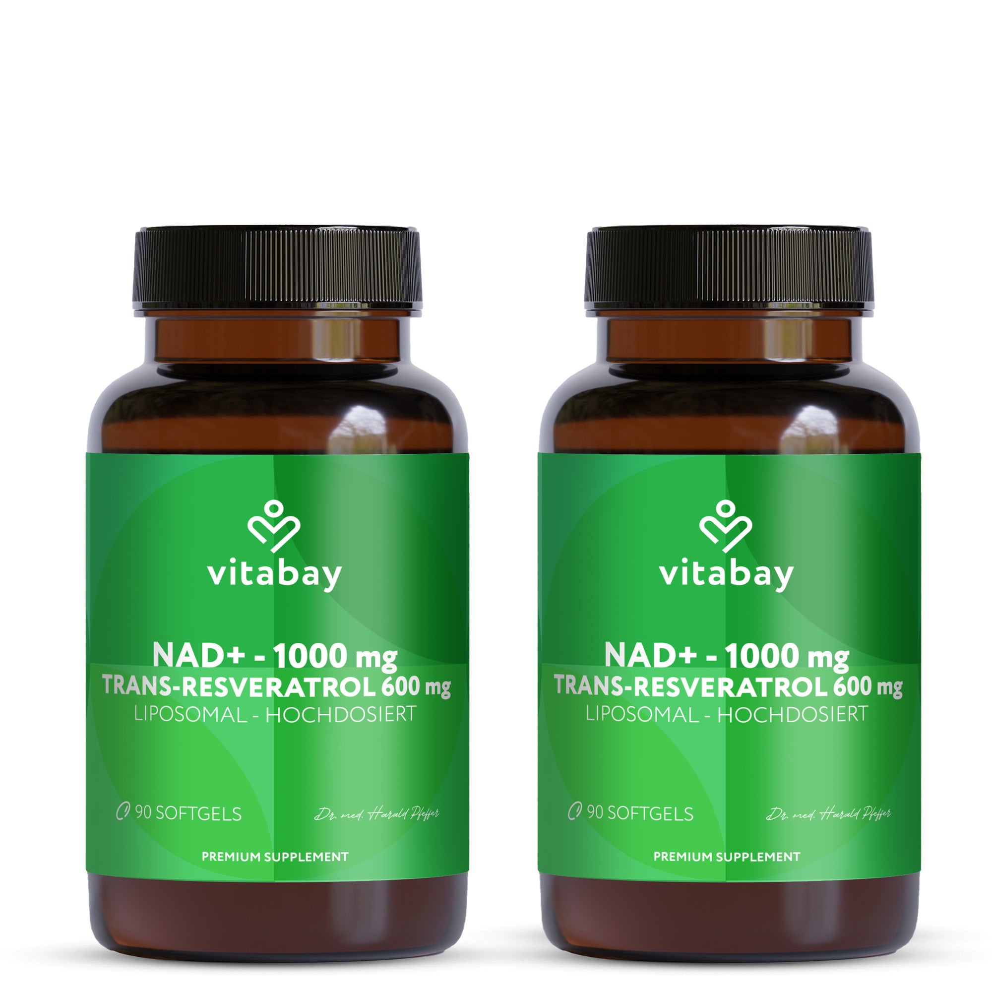 NAD+ 1000 mg Trans-Resveratrol 600 mg liposomal - hochdosiert - 90 vegane Softgels