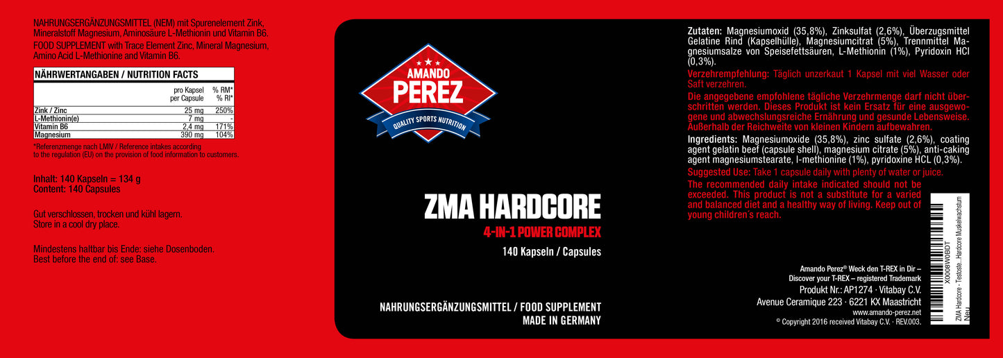 ZMA Hardcore 4-in-1 Power Complex - 140 Kapseln