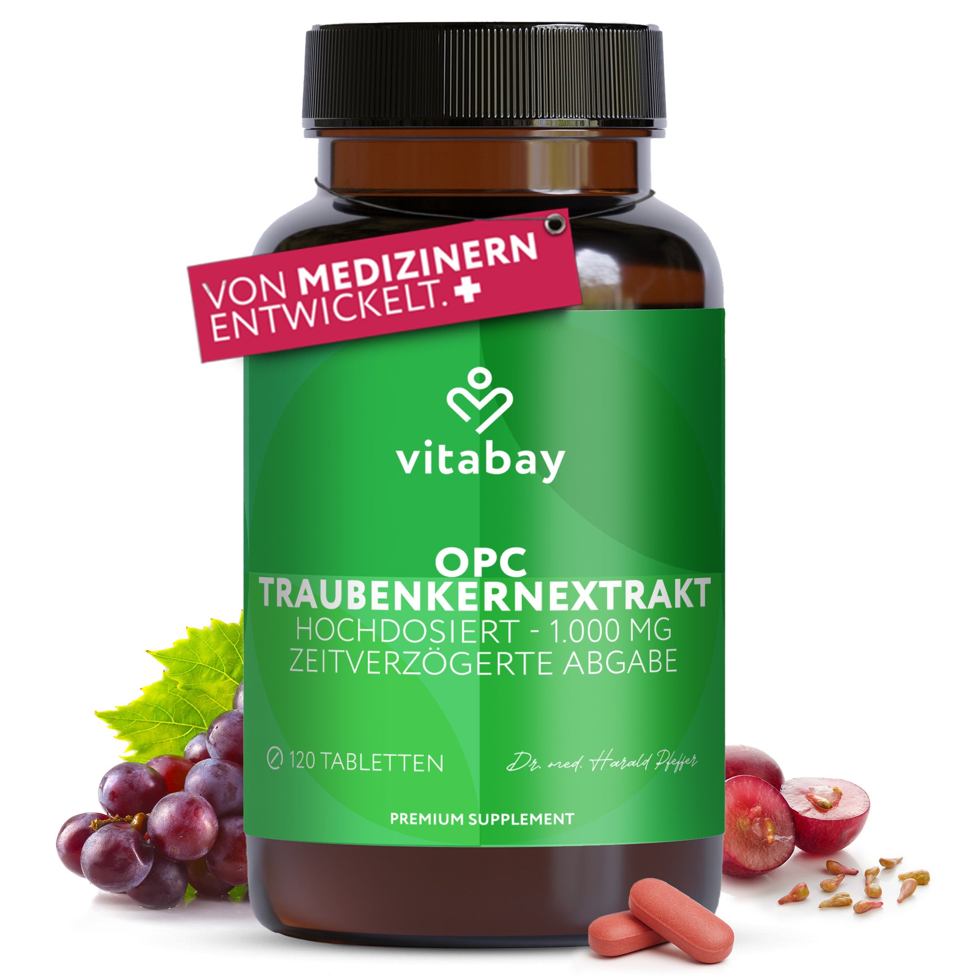 OPC Traubenkernextrakt hochdosiert - 1000mg - 120 vegane Tabletten