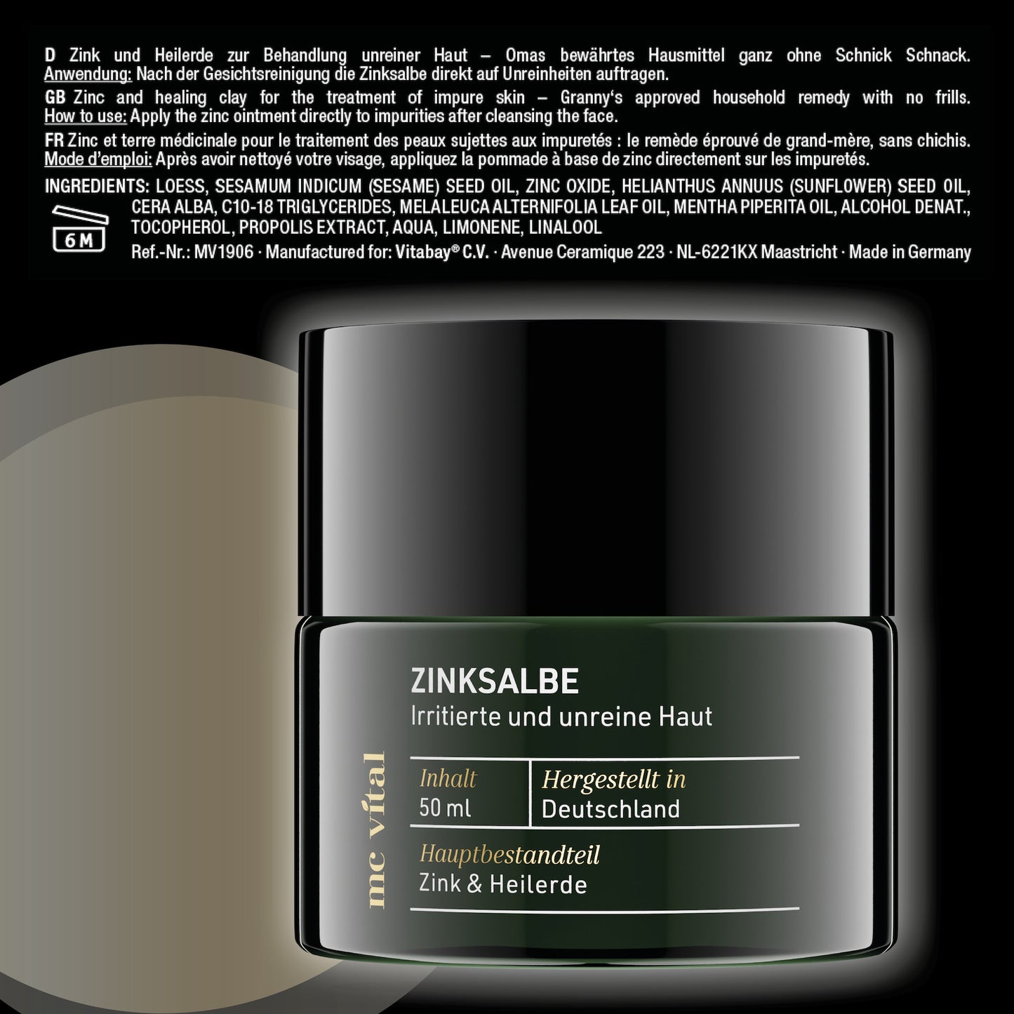 Zinksalbe mit Teebaumöl und Heilerde - 50 ml