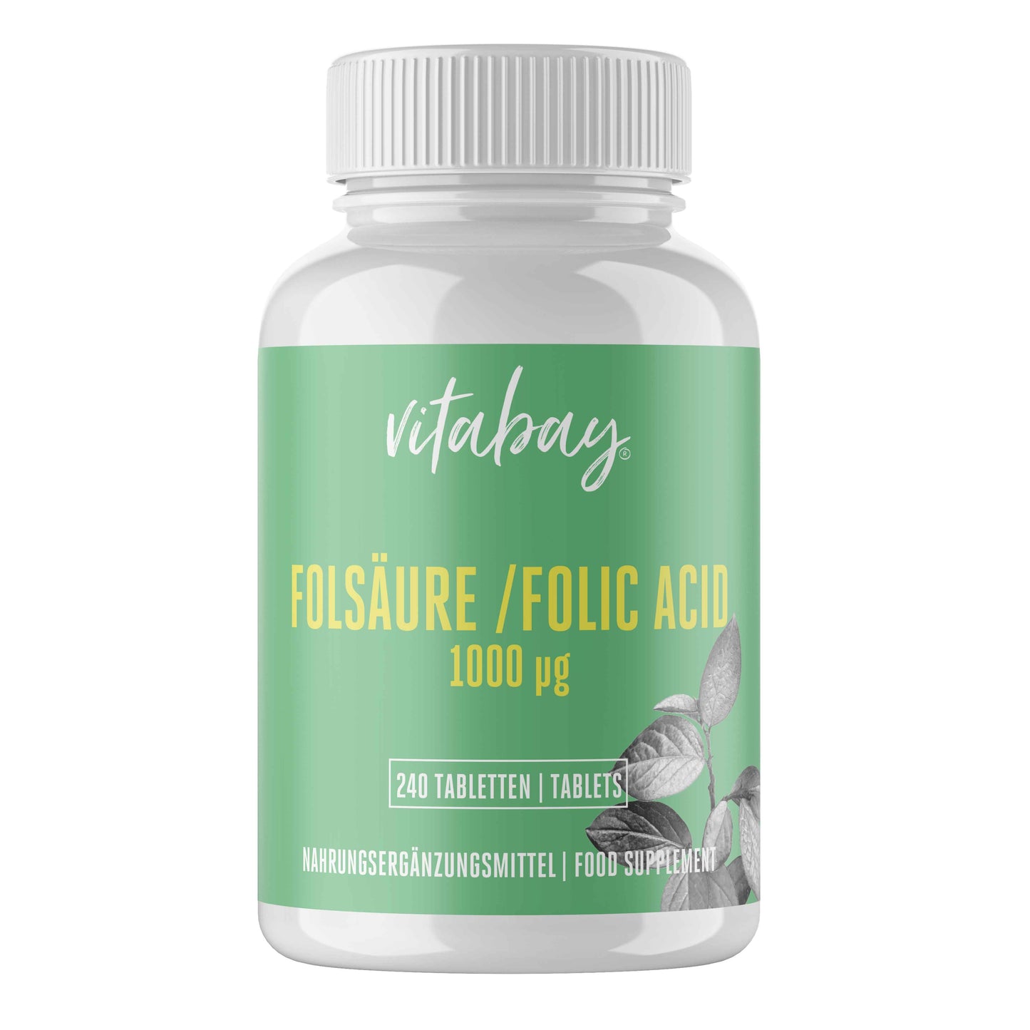 Folsäure - Folic Acid - 1000 mcg - 240 vegane Tabletten
