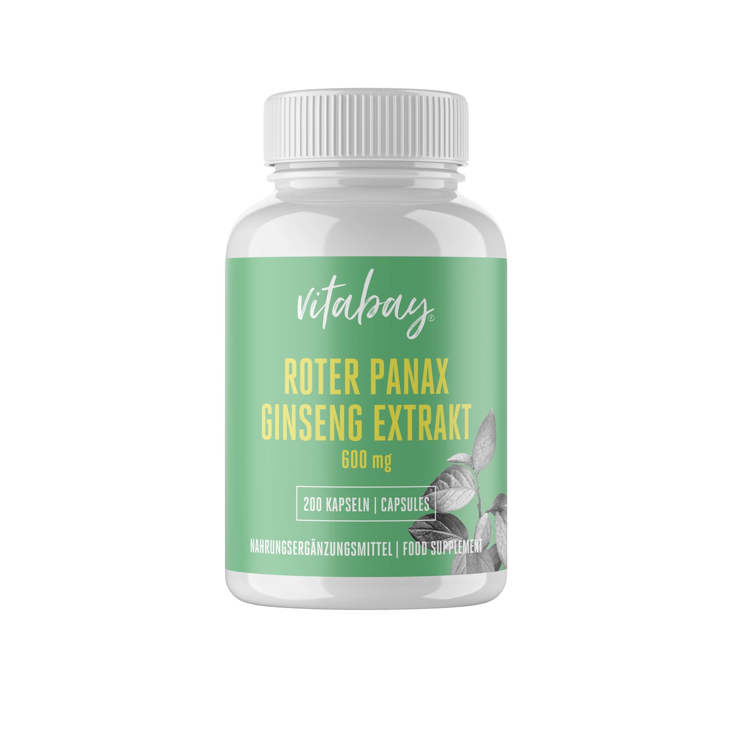 Roter Panax Ginseng Extrakt 600 mg  200 vegane Kapseln