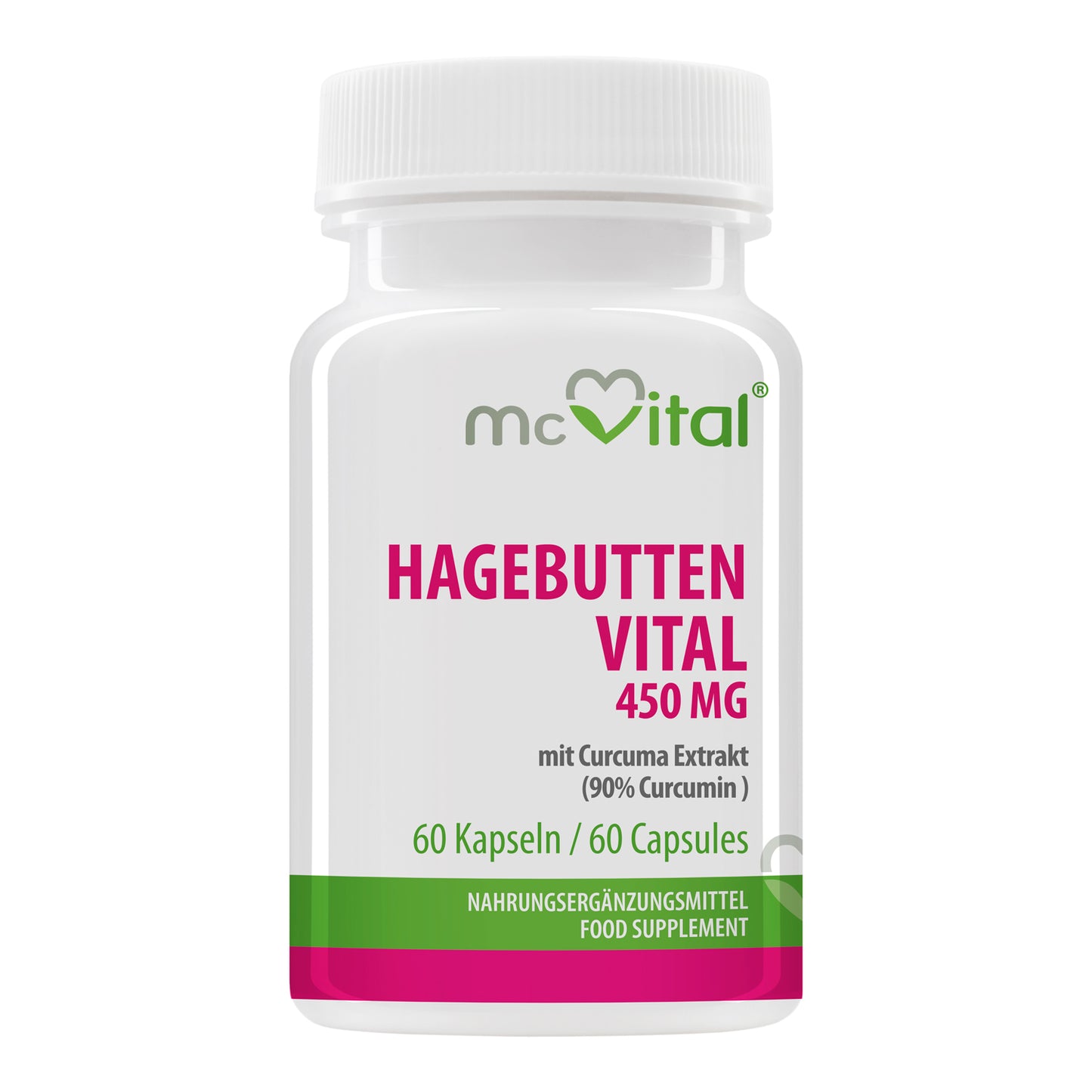 Hagebutten Vital 450mg mit Curcuma Extrakt - 60 Kapseln