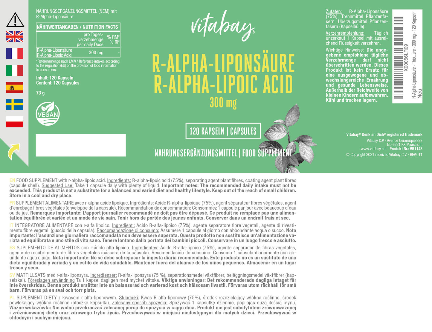 R-Alpha Liponsäure 300 mg 120 Kapseln