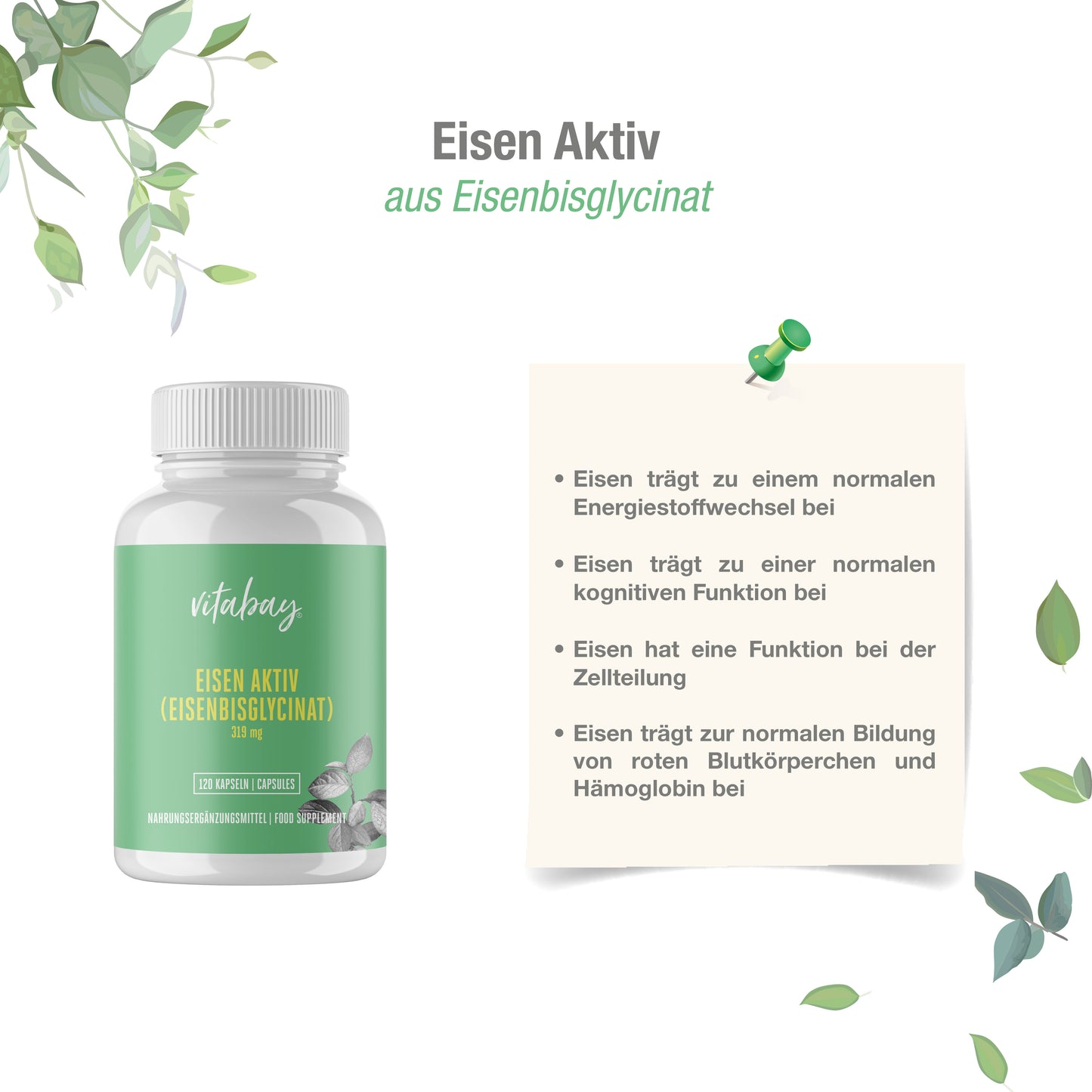 Eisen (Eisenbisglycinat) - 319 mg - 120 vegane Kapseln