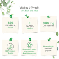 L-Tyrosin 500 mg  - 120 vegane Kapseln