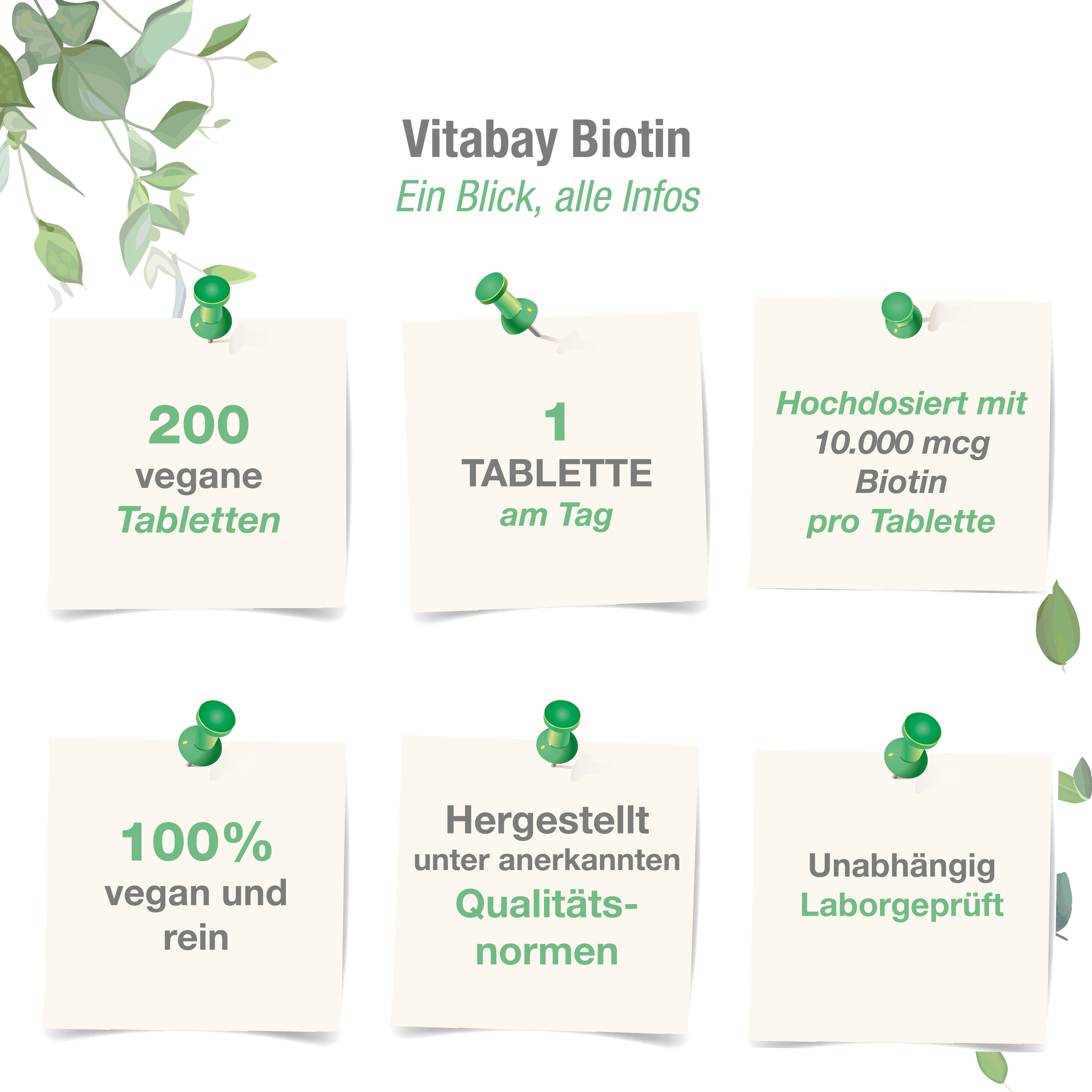 Biotin (Vitamin B7) 10.000 mcg  - 200 Tabletten
