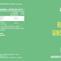Roter Panax Ginseng Extrakt 600 mg  200 vegane Kapseln