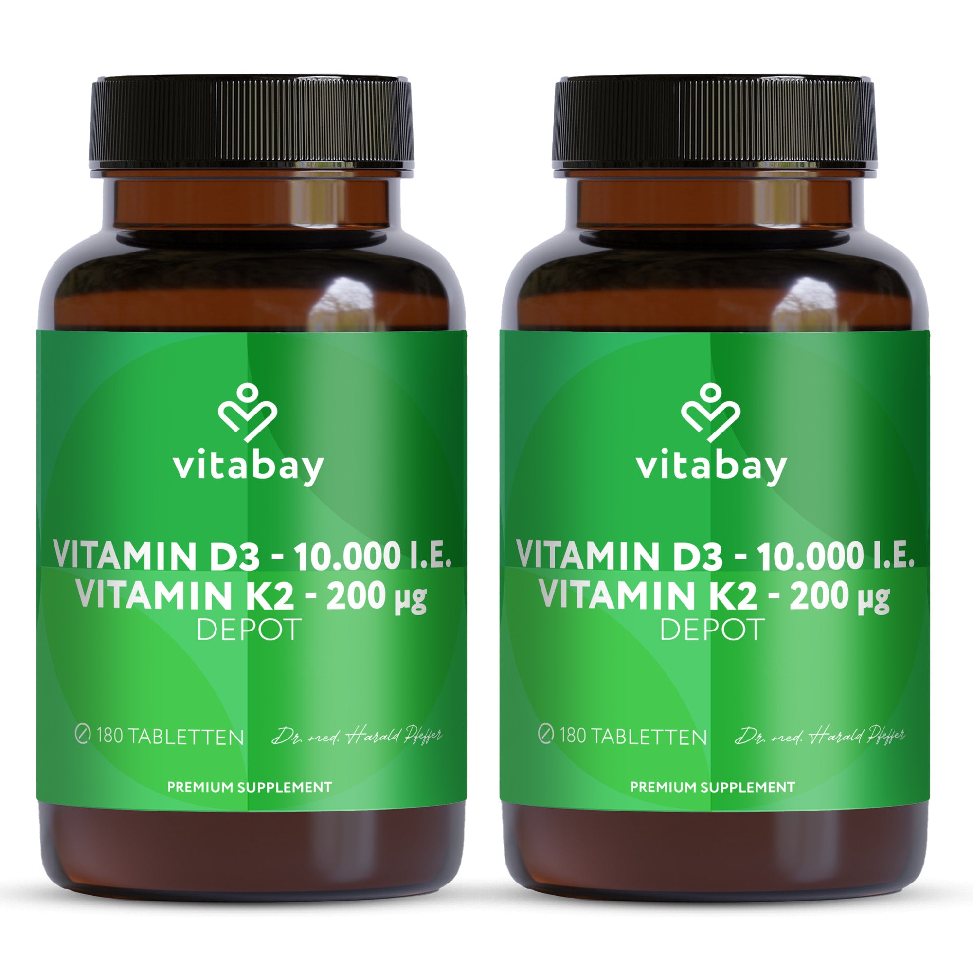 Vitamin D3 Depot 10.000 I.E. + Vitamin K2 200mcg  - 180 vegane Tabletten