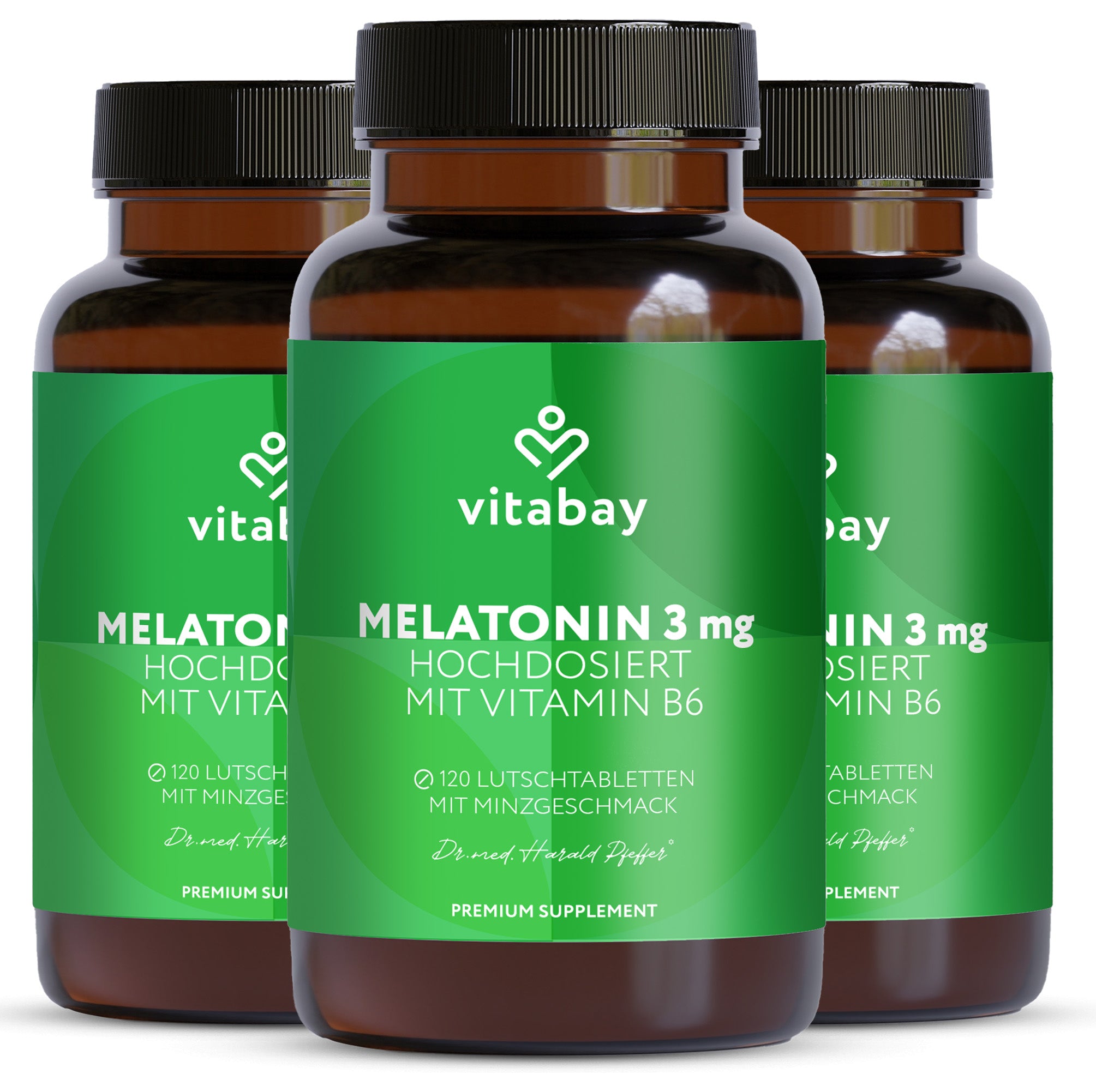 Melatonin 3 mg + Vitamin B6 – 120 Premium Melatonin Lutschtabletten mit Menthol
