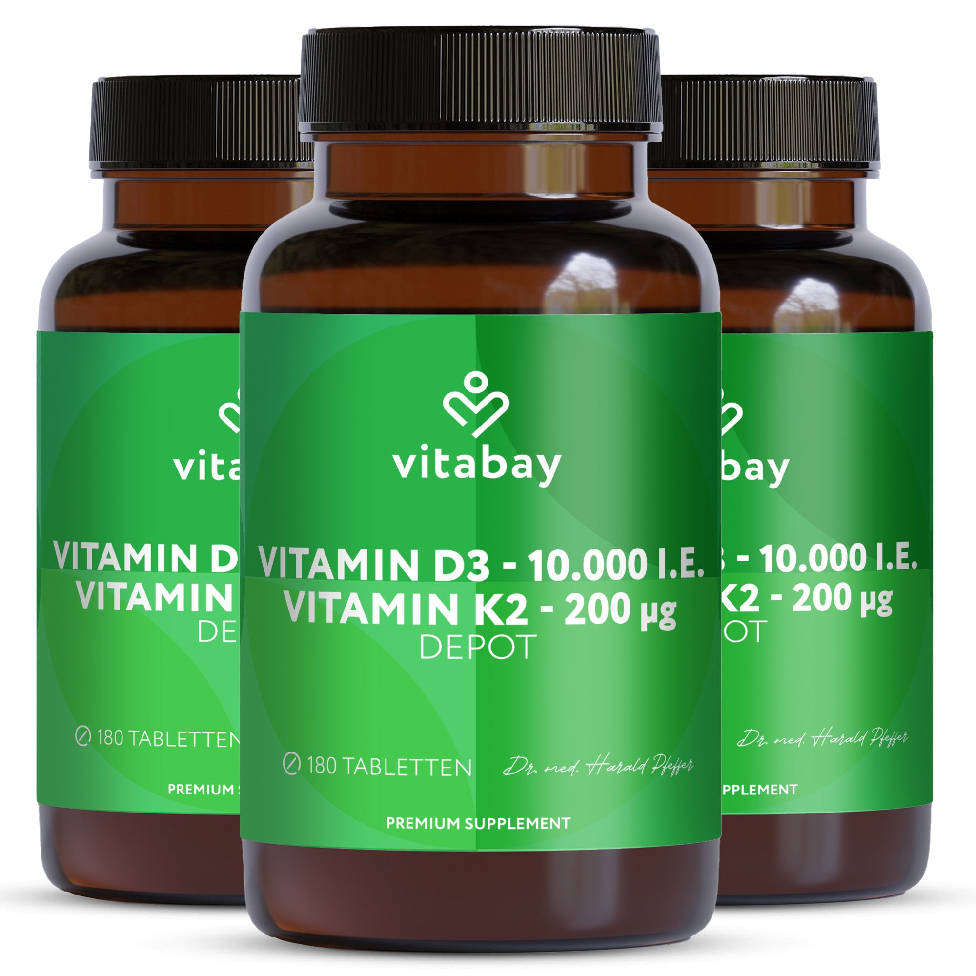 Vitamin D3 Depot 10.000 I.E. + Vitamin K2 200mcg  - 180 vegane Tabletten