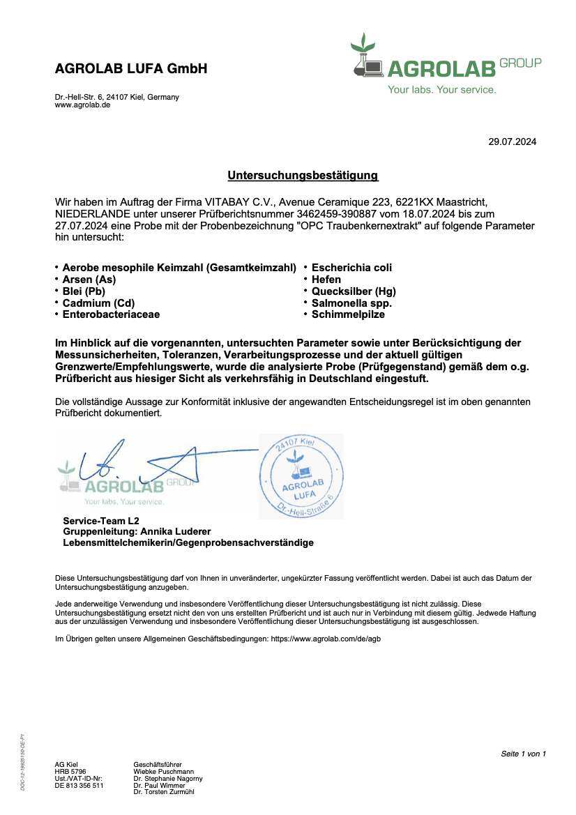 Laborzertifikat im A4-Format