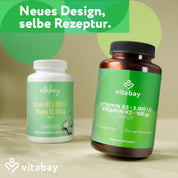 Vitamin D3 Depot 5000 IE + Vitamin K2 100mcg  - 180 vegane Tabletten