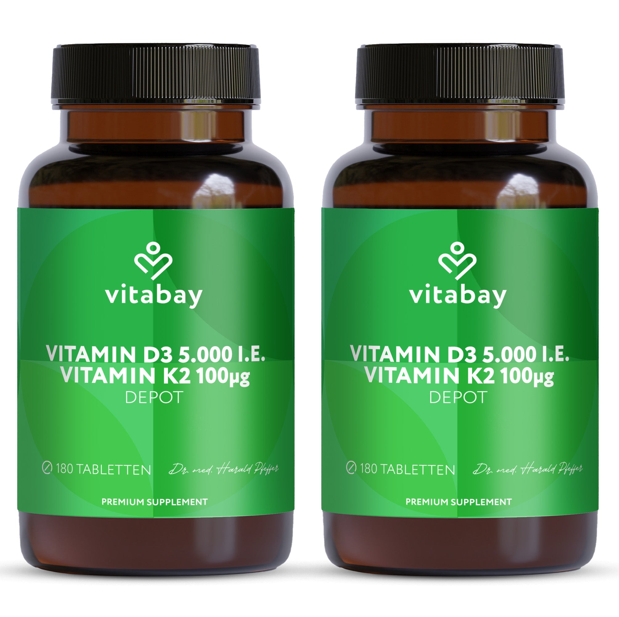 Vitamin D3 Depot 5000 IE + Vitamin K2 100mcg  - 180 vegane Tabletten