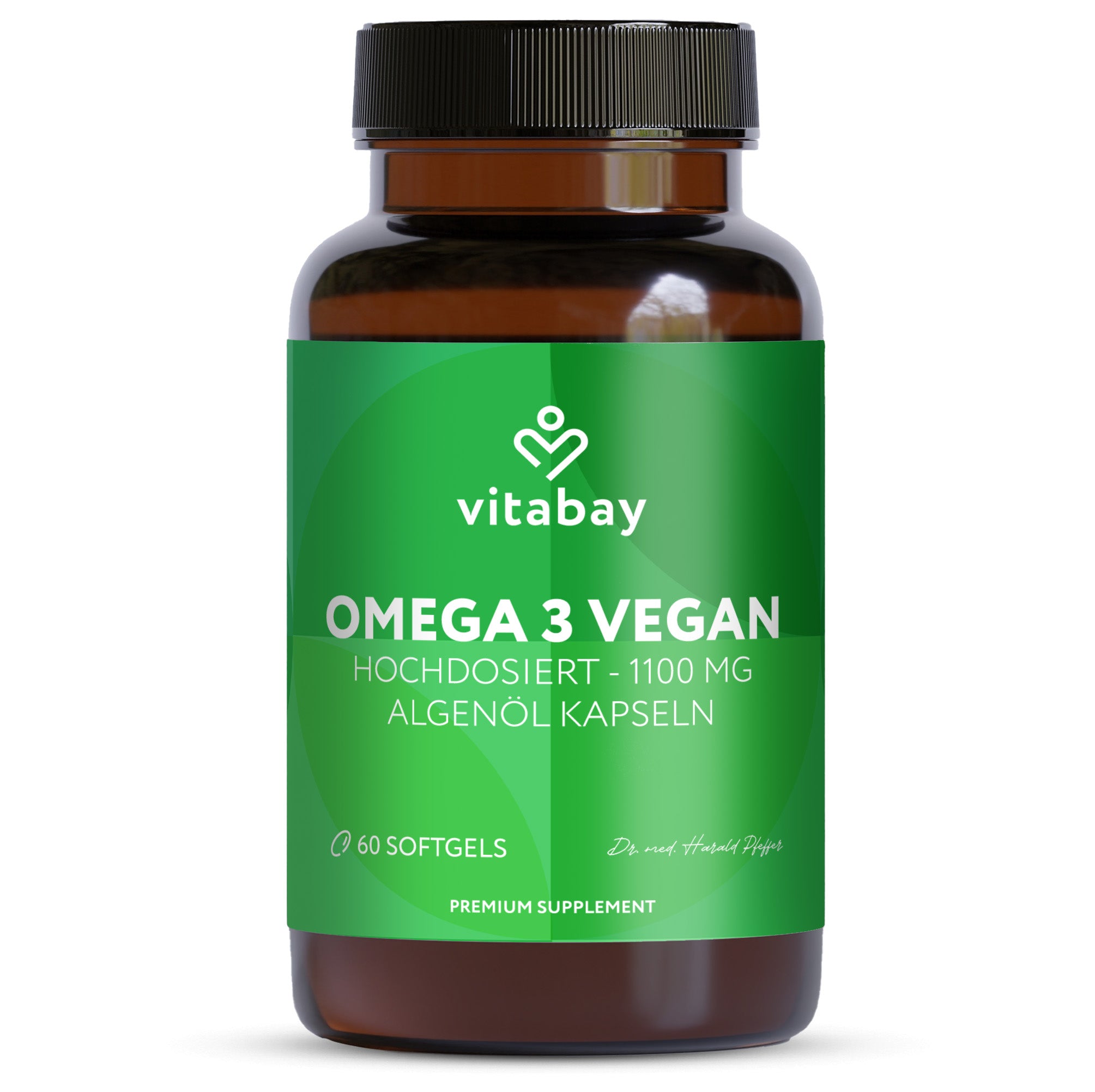 Omega 3 Vegan - 60 Algenöl-Softgelkapseln mit 1100 mg Omega 3, DHA & EPA