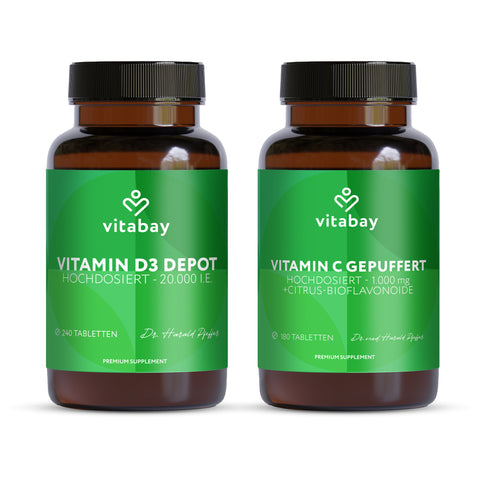 Vitabay Immun Set: Vitamin D3 Depot 20.000 I.E. und Vitamin C 1000mg im Set