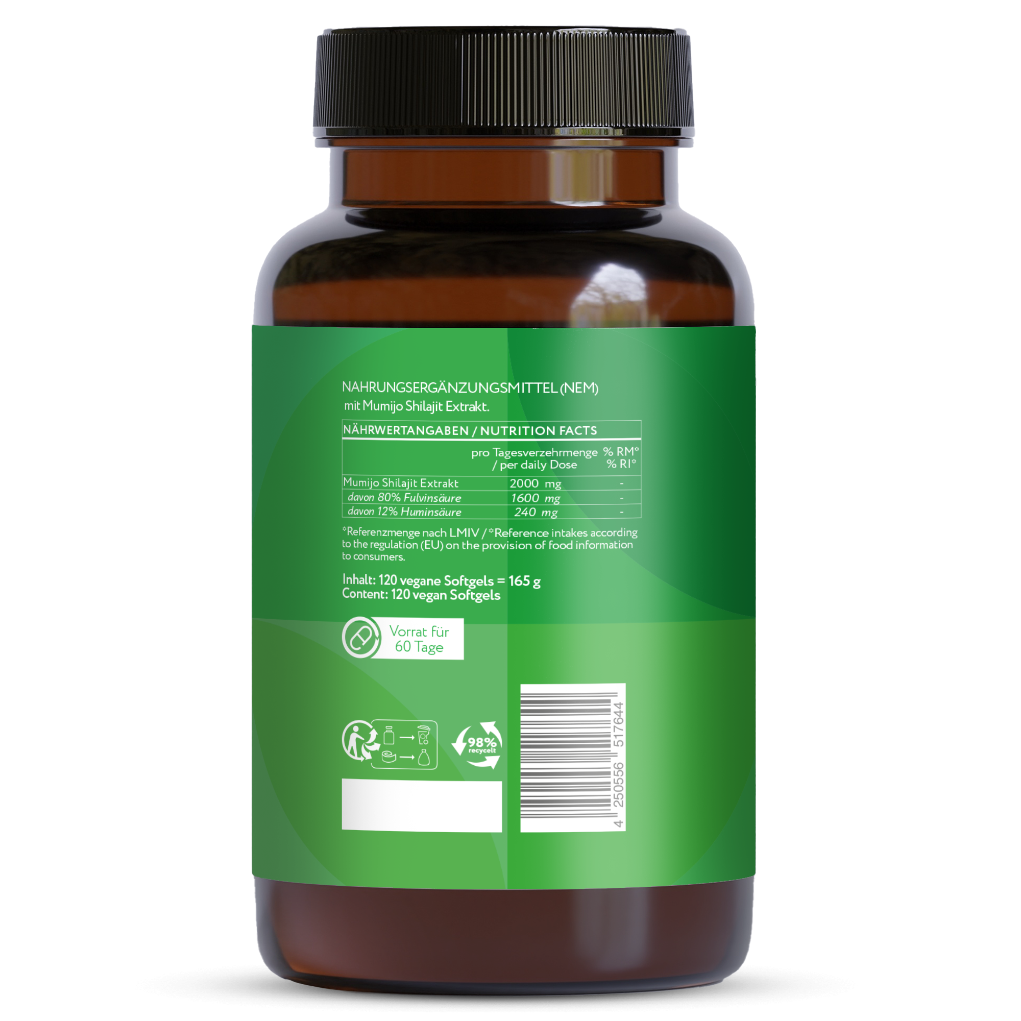 Liposomales Mumijo Shilajit - 120 Kapseln 2000 mg hochdosiert