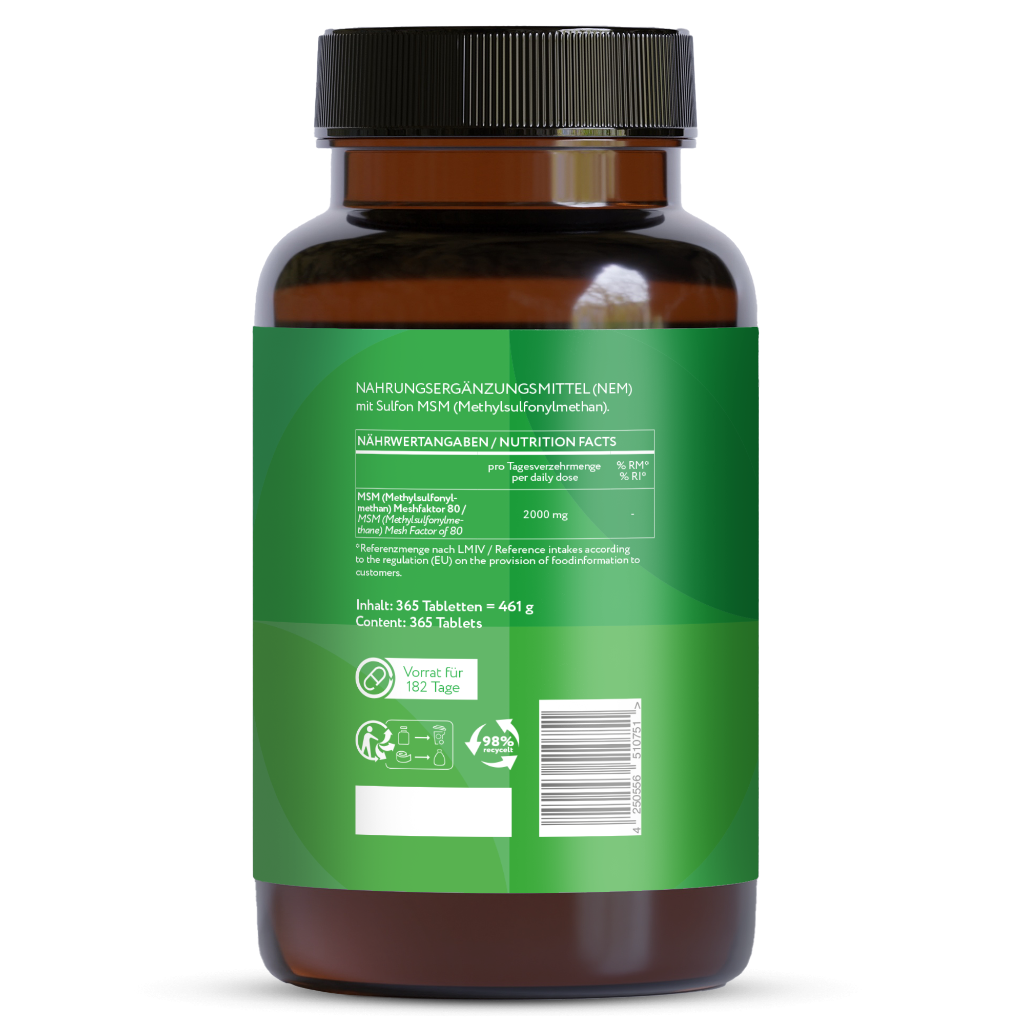 MSM Tabletten Hochdosiert - 1.000 mg - 365 MSM Tabletten