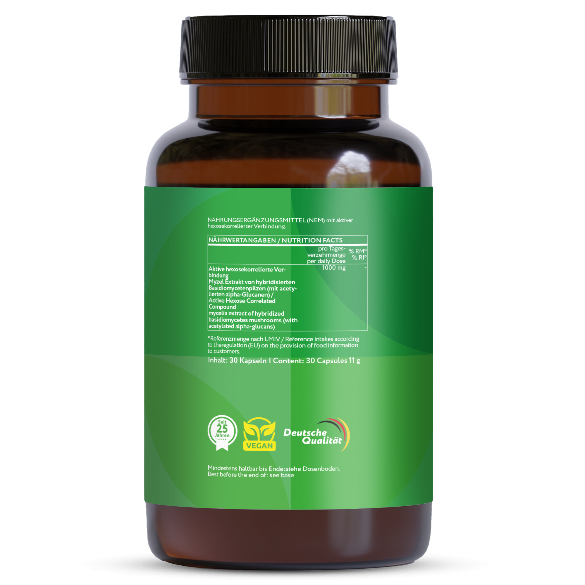 Shiitake Extrakt 500mg | Active Hexose Correlated Compound - 30 vegane Kapseln