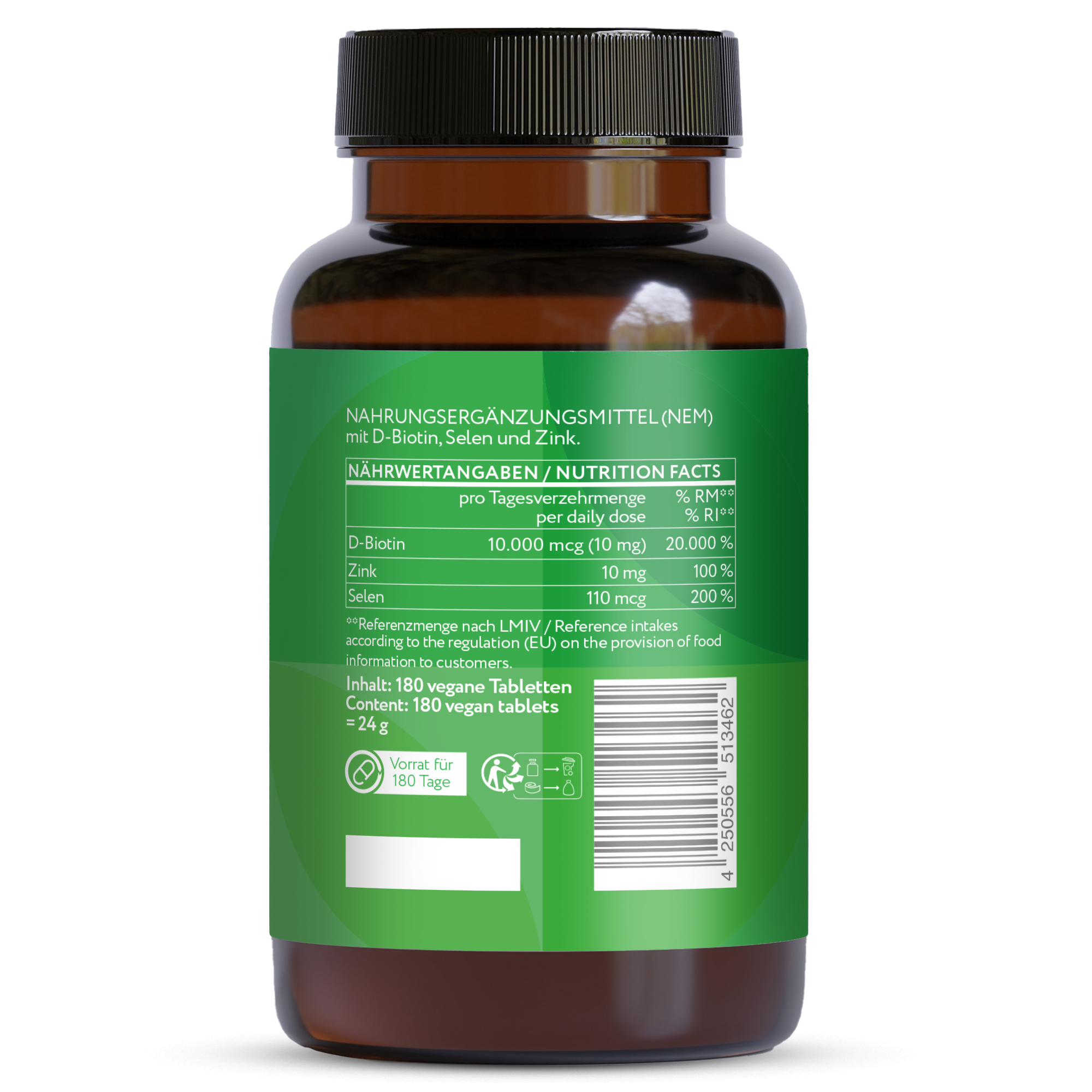 D-Biotin 10 mg Depot + Selen 110 mcg + Zink 10 mg - Tabletten