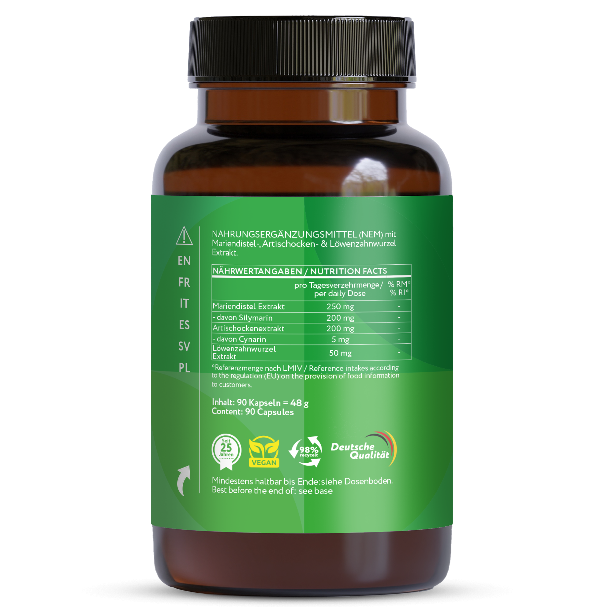 Mariendistel Komplex mit Artischocke & Löwenzahn - 90 vegane Kapseln