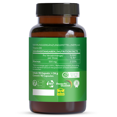 Vitamin B3 Niacin Flush-Free 500 mg - 90 Vegan Capsules