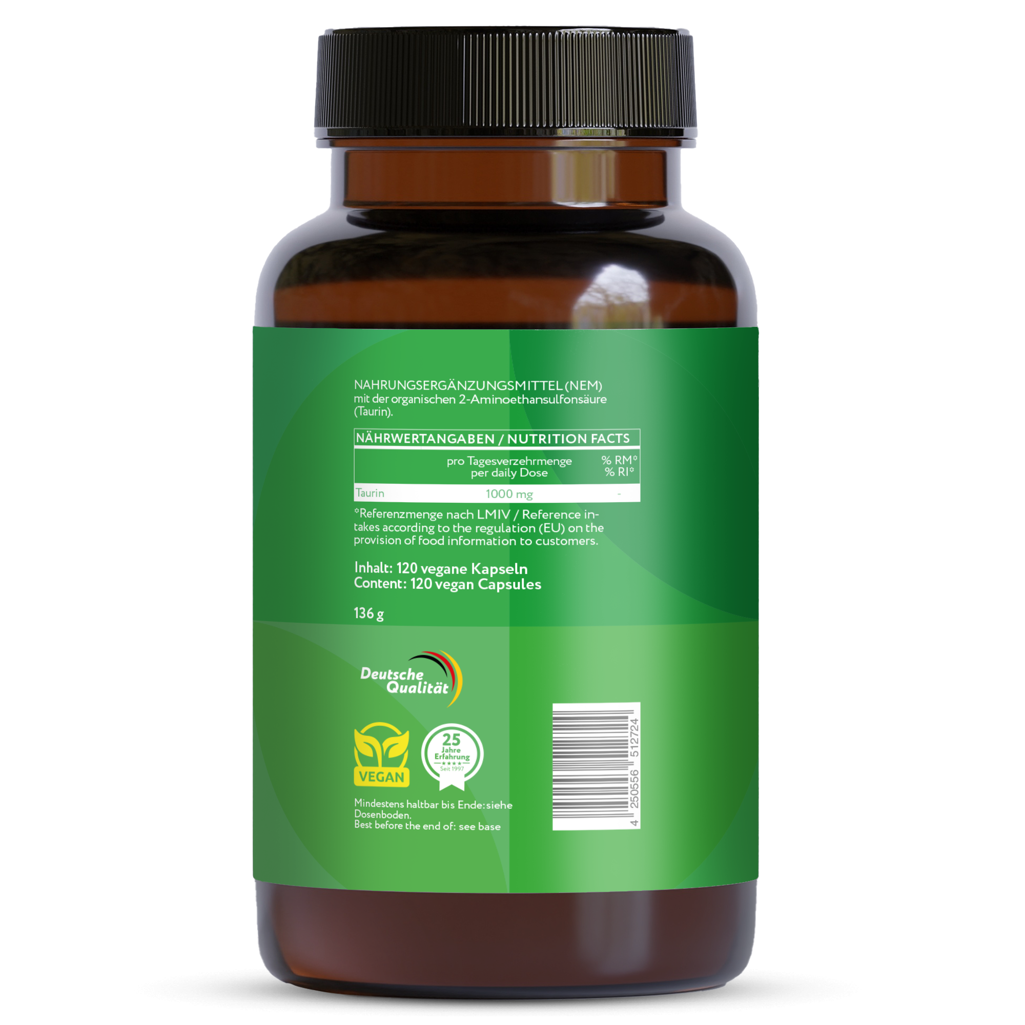 Taurin 1000 mg - 120 vegane Kapseln