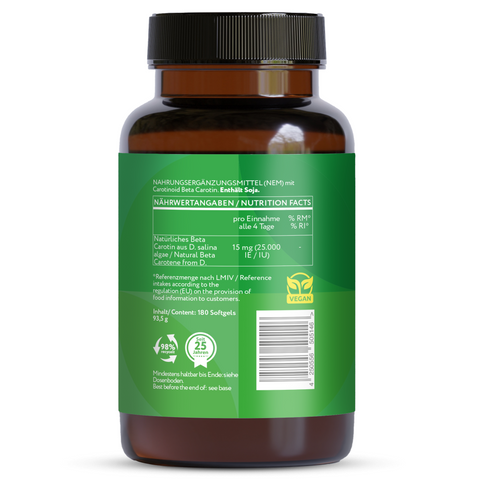 Beta Carotene 25,000 IU Depot - 180 vegan softgels