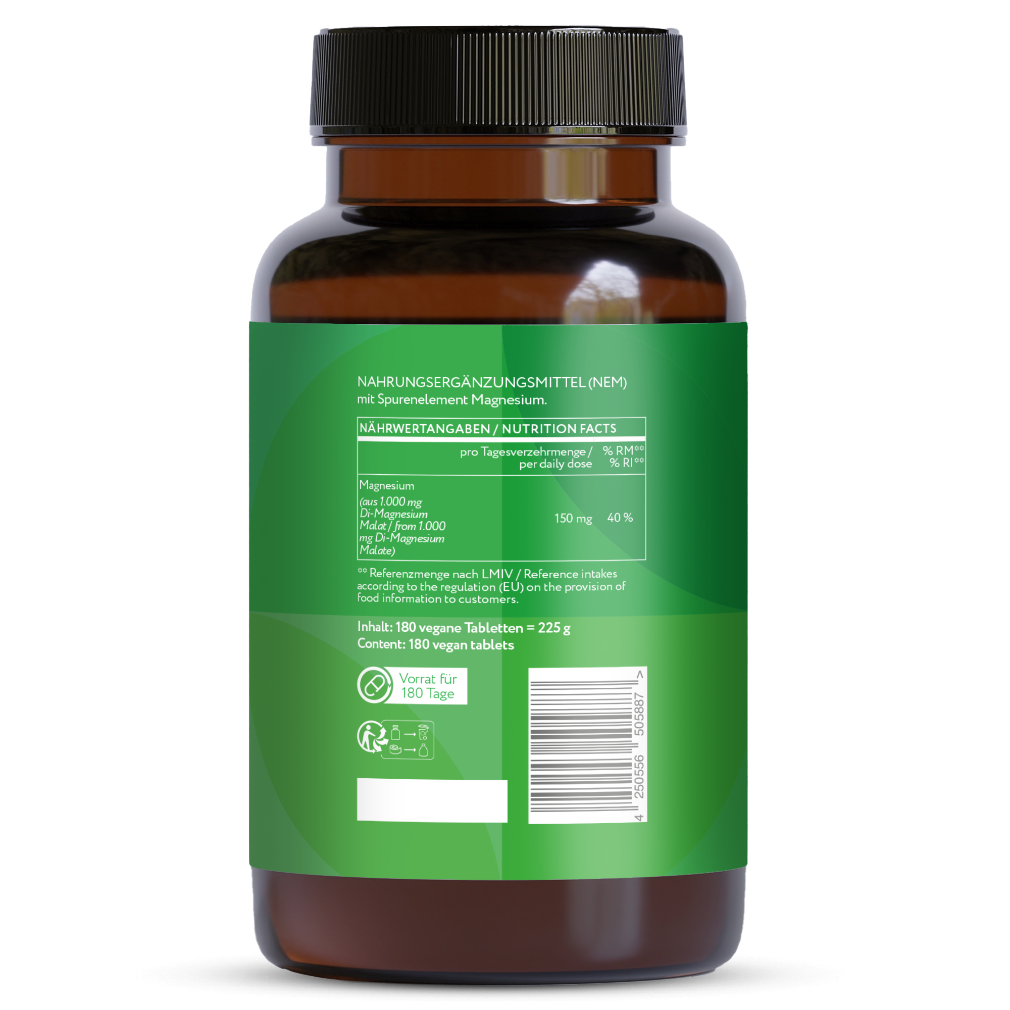 Magnesium Malat 1000mg - 180 vegane Tabletten