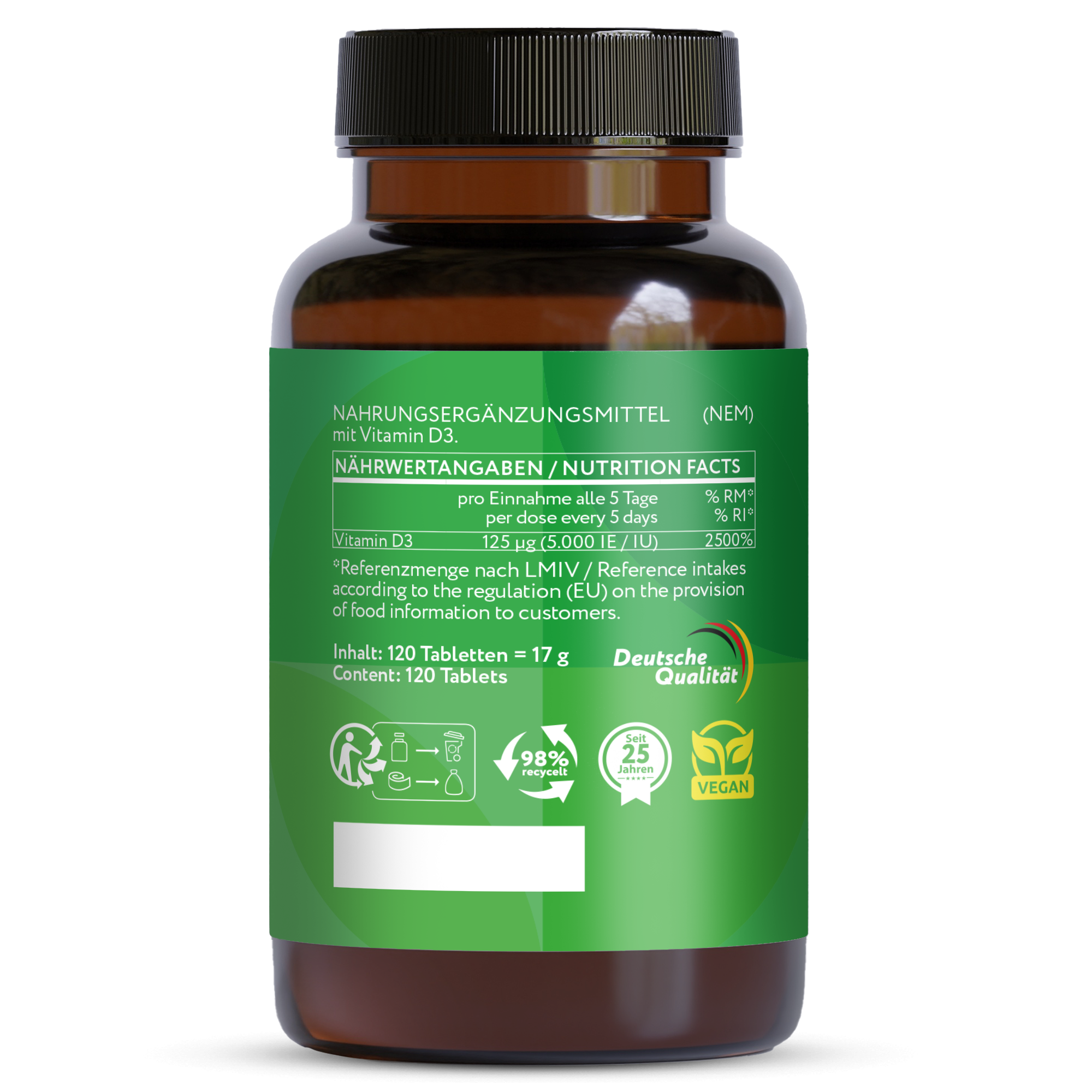 Vitamin D3 Depot 5.000 I.E. - Vegane Tabletten