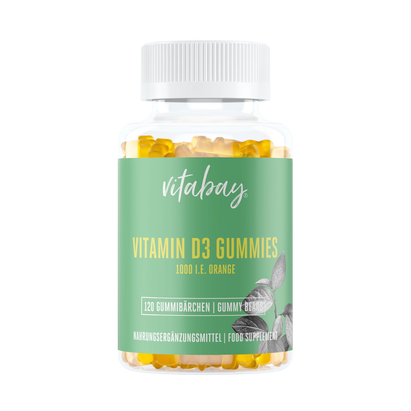 Vitamin D3 1000 IE/IU - 120 vegane Gummibärchen - Orange Geschmack