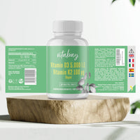 Vitamin D3 Depot 5000 IE + Vitamin K2 100mcg  - 180 vegane Tabletten