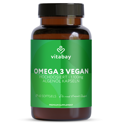 Omega 3 Vegan - 60 Algae Oil Softgel Capsules with 1100 mg Omega 3, DHA & EPA
