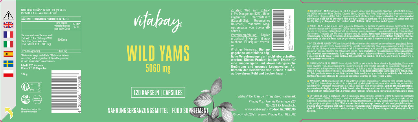 Wild Yams 5060 mg - 120 vegane Kapseln