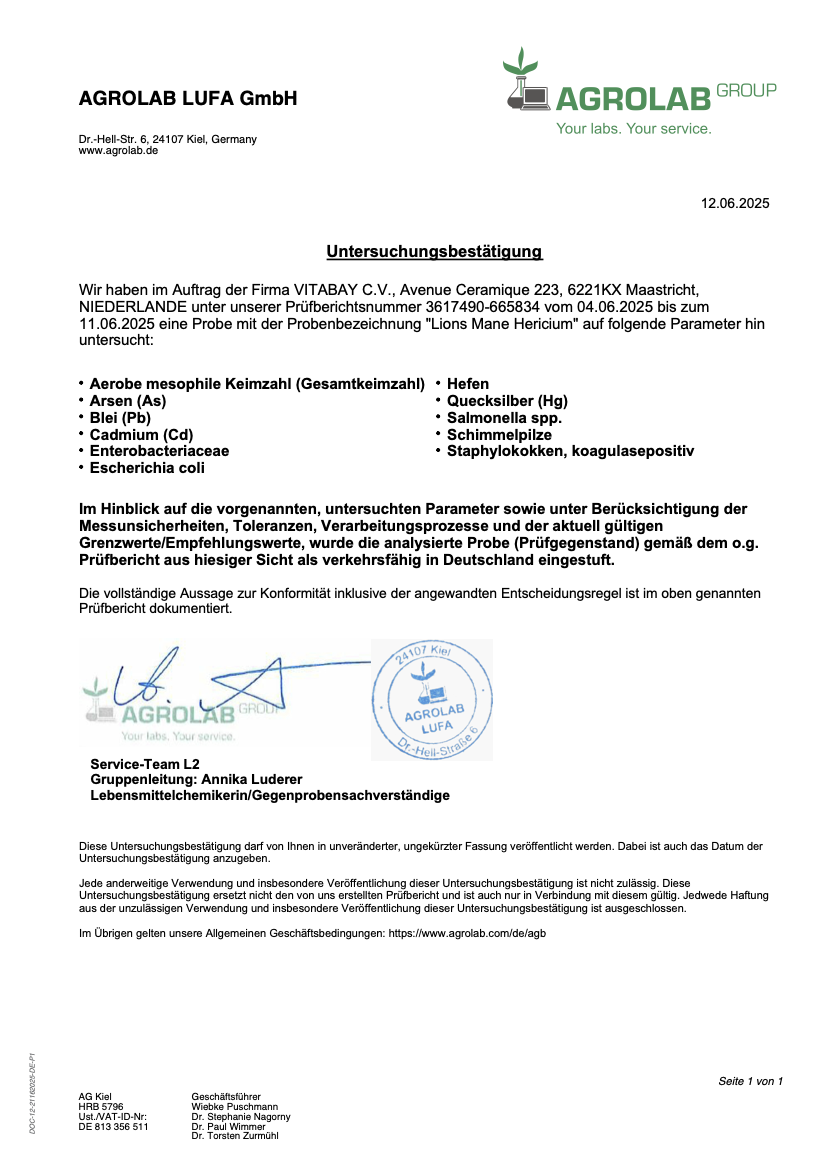 Laborzertifikat im A4-Format