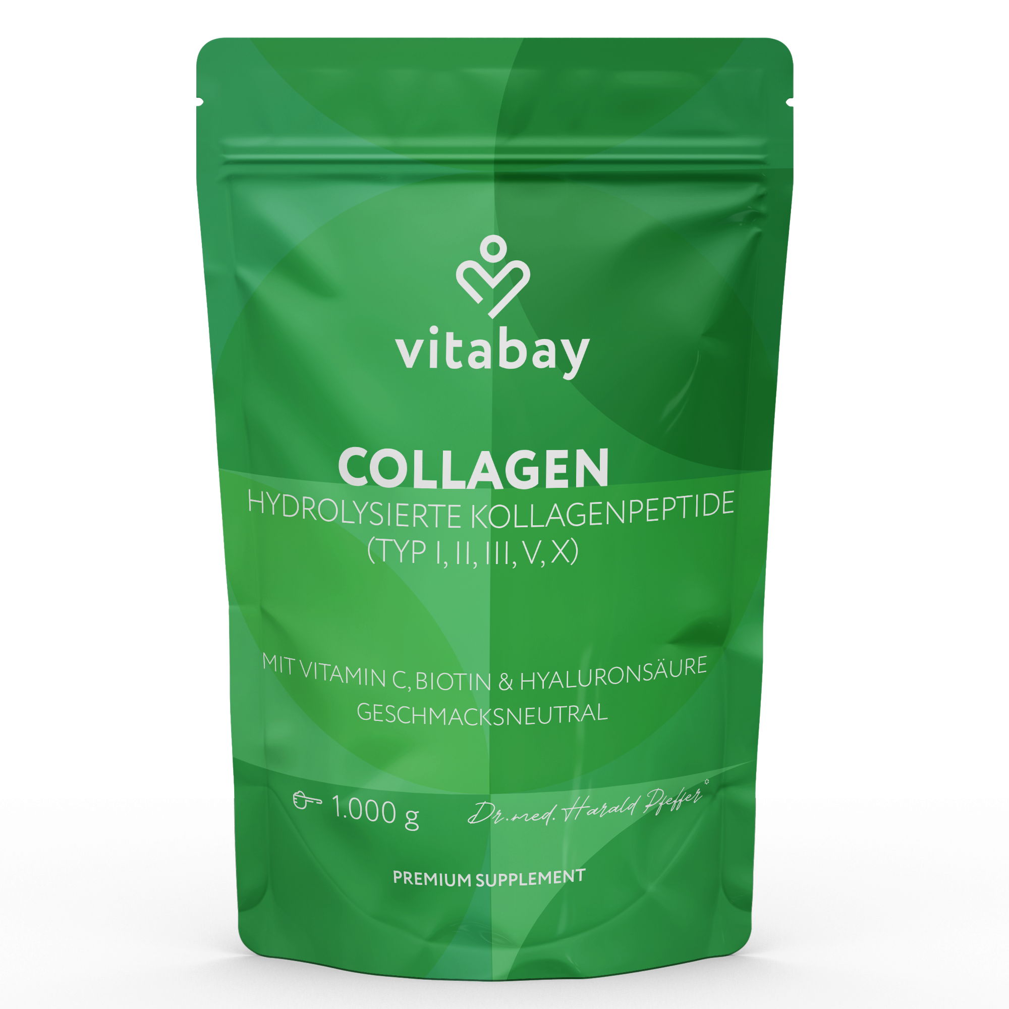 Kollagen Pulver Komplex - Hydrolysierte Kollagenpeptide (Typ I, II, III, V, X) +  Mit Vitamin C, Biotin & Hyaluronsäure  - 1kg