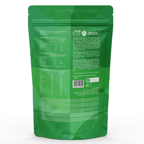 Collagen Powder Complex - Hydrolyzed Collagen Peptides (Types I, II, III, V, X) + With Vitamin C, Biotin & Hyaluronic Acid - 1kg