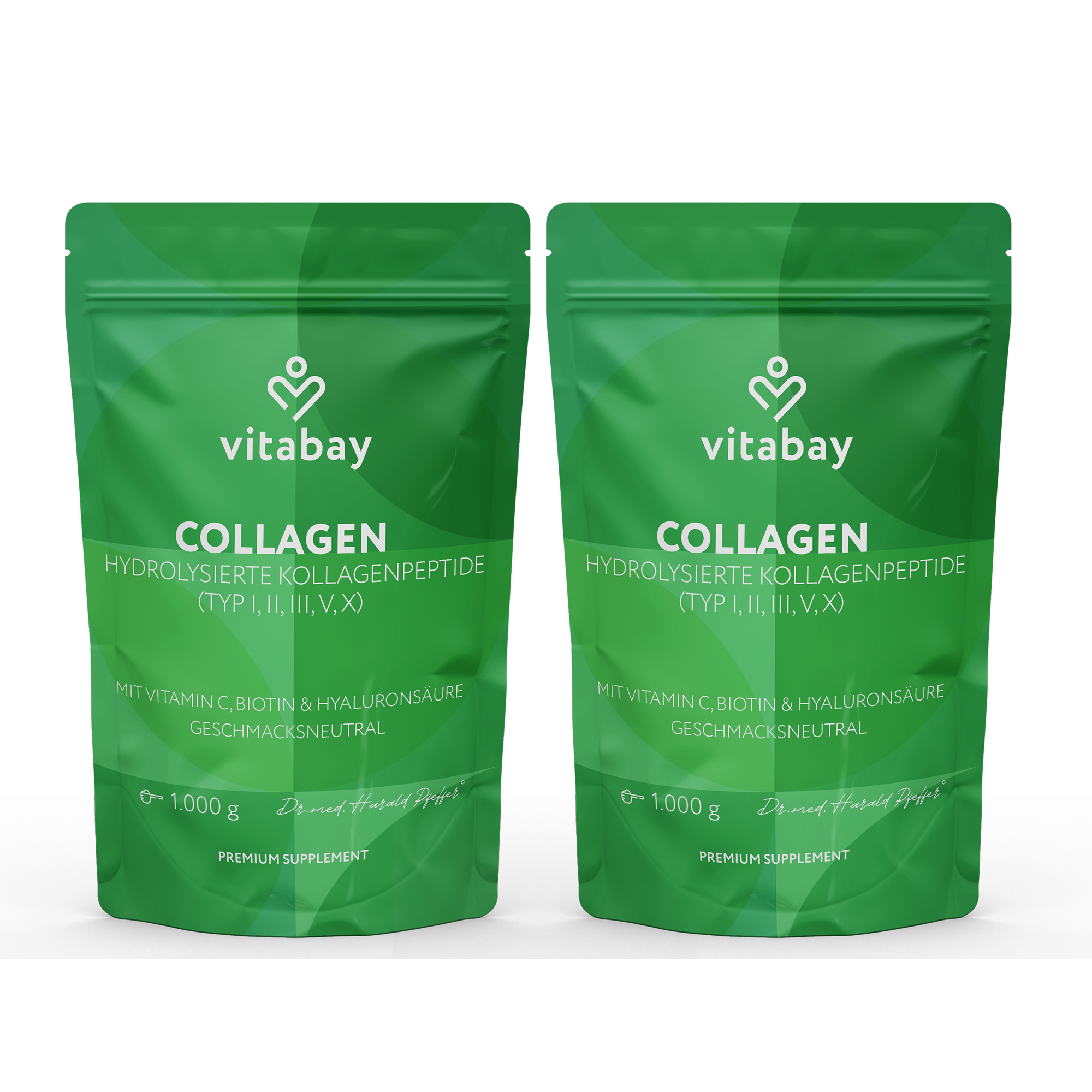 Kollagen Pulver Komplex - Hydrolysierte Kollagenpeptide (Typ I, II, III, V, X) +  Mit Vitamin C, Biotin & Hyaluronsäure  - 1kg
