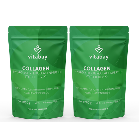 Collagen Powder Complex - Hydrolyzed Collagen Peptides (Types I, II, III, V, X) + With Vitamin C, Biotin & Hyaluronic Acid - 1kg