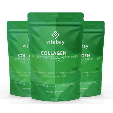 Collagen Powder Complex - Hydrolyzed Collagen Peptides (Types I, II, III, V, X) + With Vitamin C, Biotin & Hyaluronic Acid - 1kg