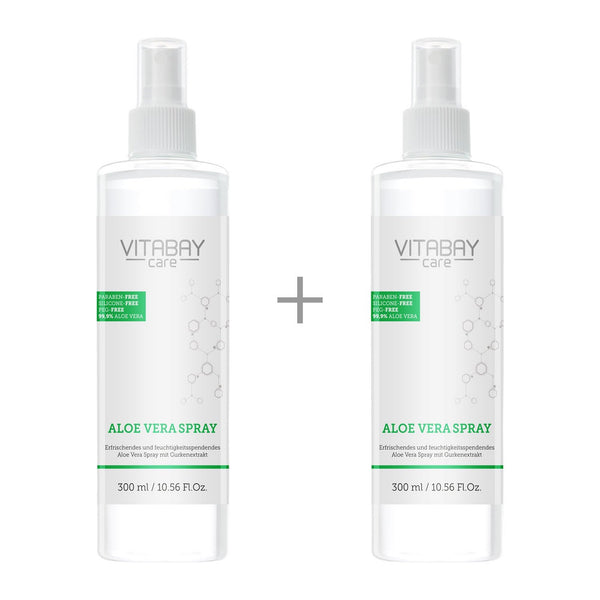 Aloe Vera Spray für Körper & Haar - 99,9 % biologisch reine Aloe Vera, mit Hyaluronsäure - 2 x 300ml