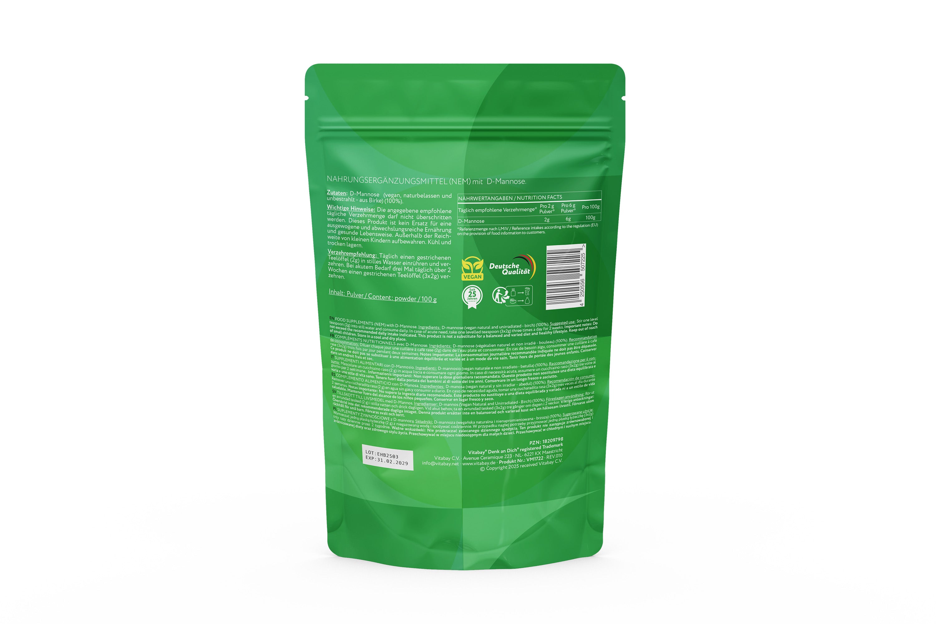 D-Mannose - Veganes Pulver