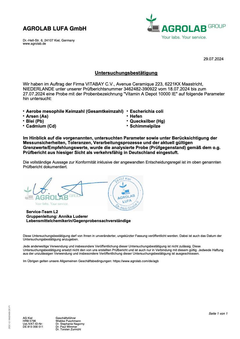 Laborzertifikat im A4-Format