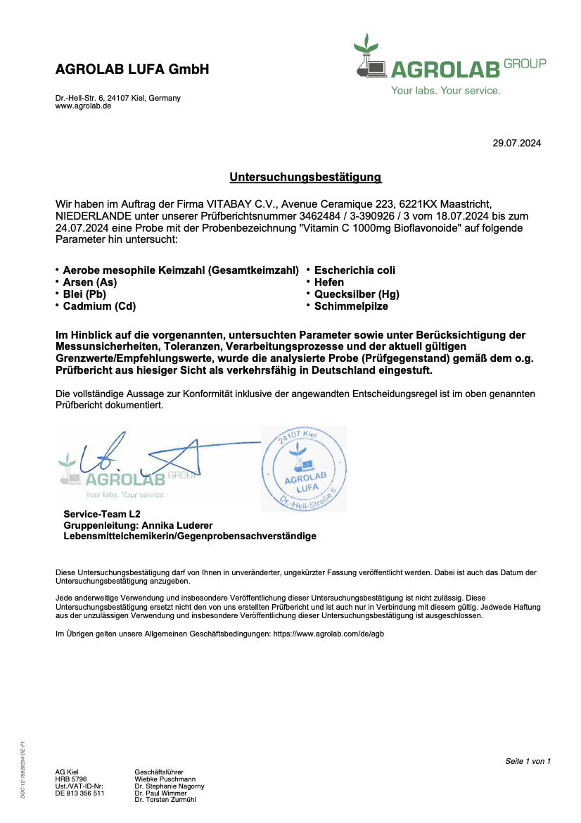 Laborzertifikat im A4-Format