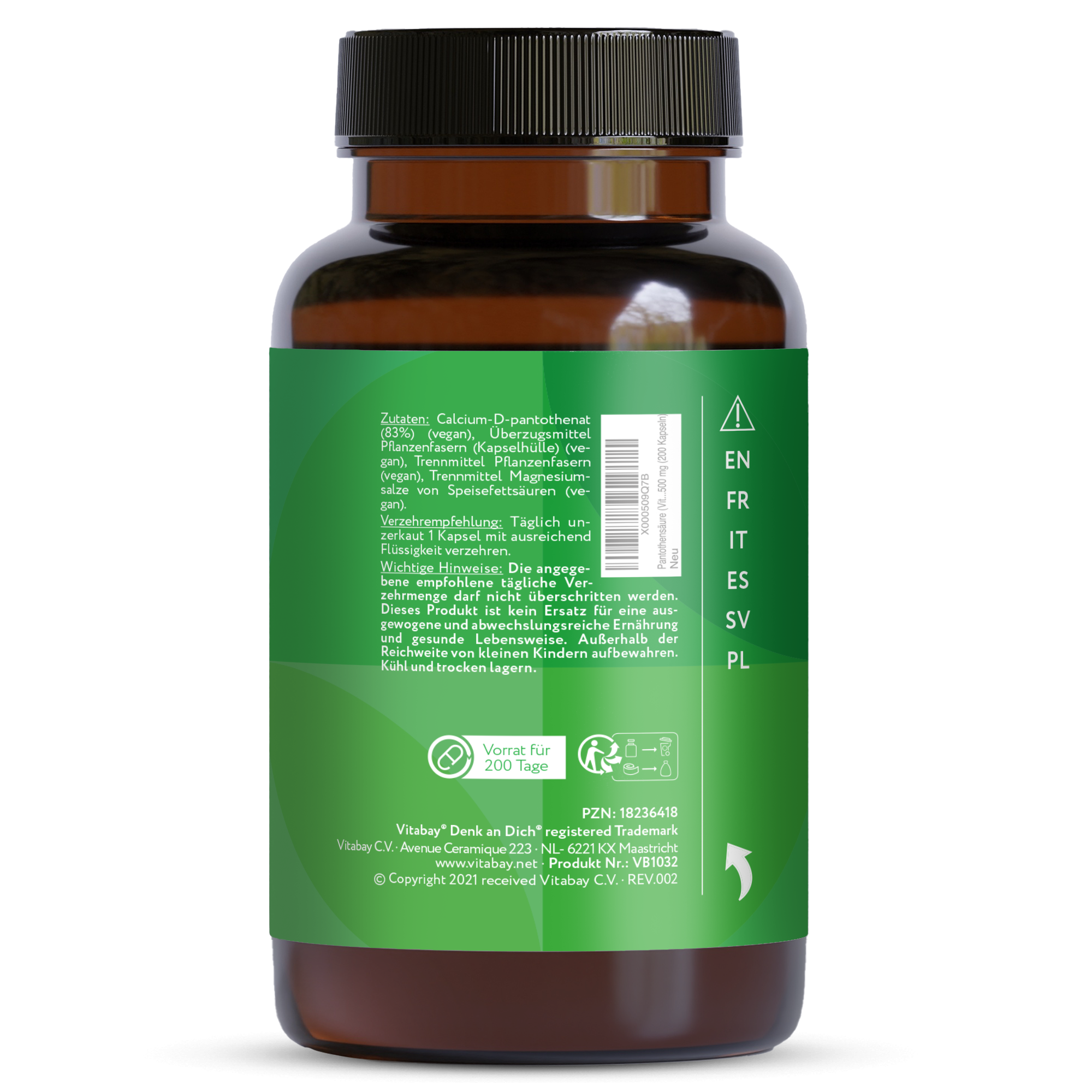 Pantothensäure (Vitamin B5) Magensaftresistent  - 500 mg