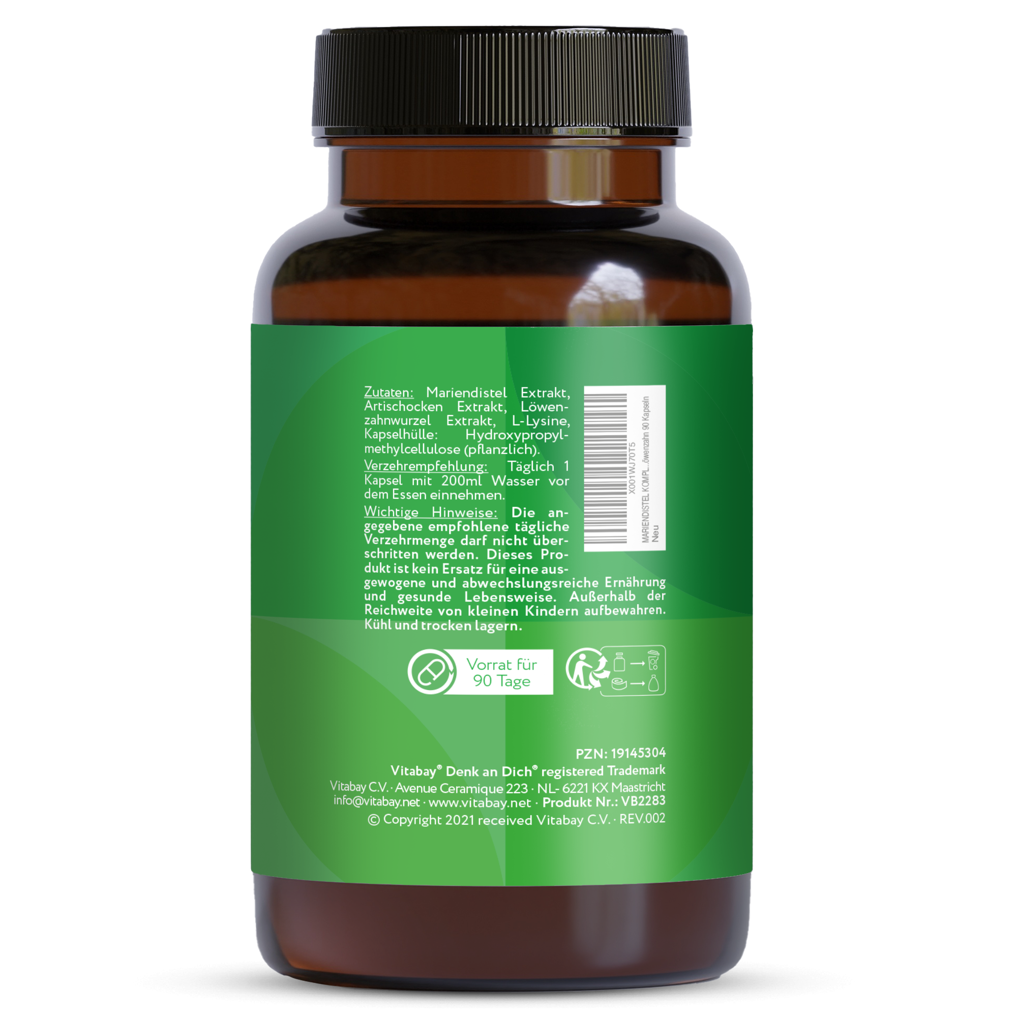 Mariendistel Komplex mit Artischocke & Löwenzahn - 90 vegane Kapseln