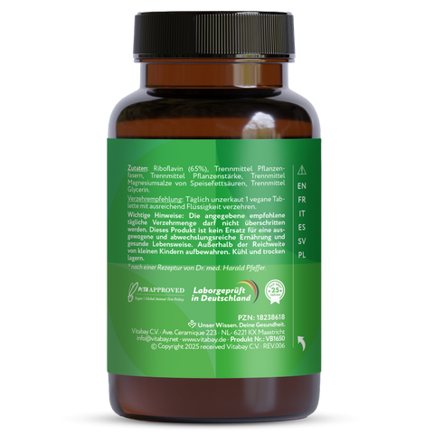 Vitamin B2 Riboflavin 100 mg - 200 vegan tablets