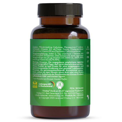 Vitamin D3 Depot 5000 IU + Vitamin K2 100mcg - 180 vegan tablets