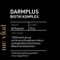 DarmPlus Biotik Komplex - 1 Billionen Bakterien pro Gramm - 60 vegane Kapseln