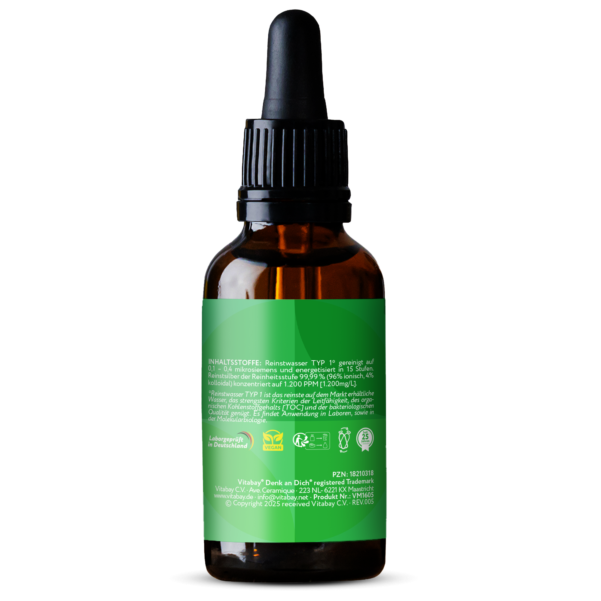 Kolloidales Silber Konzentrat 1200 PPM - Reinheitsstufe 99,99% -  50 ml